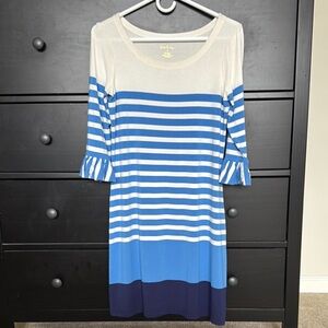 Lilly Pulitzer Blue and White Sheath Dress with Bell Sleeves